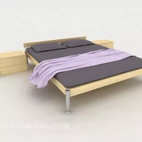 Home Simple Purple Double Bed 3d model