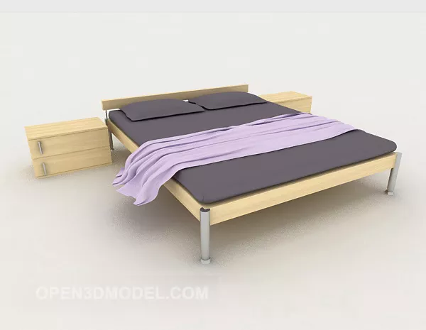 Home Simple Purple Double Bed 3d model Home Simple Purple Double Bed 3d model