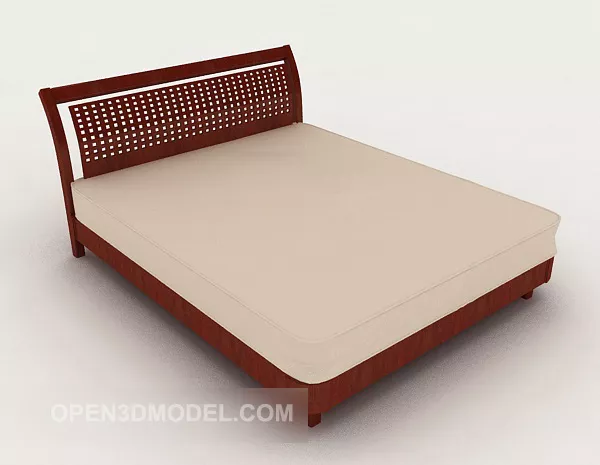 Home Simple Red Brown Double Bed V1 3d model Home Simple Red Brown Double Bed V1 3d model