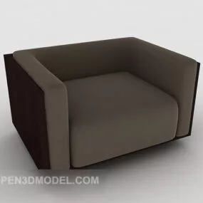Home Simple Square Brown Single Sofa V1 3d model