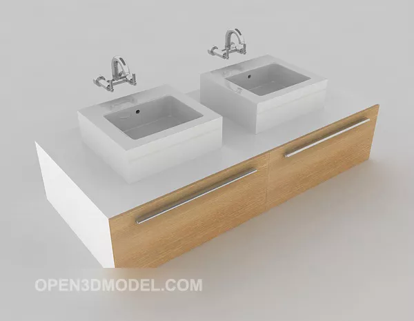 Hotel Washbasin With Dual Mirror 3d model