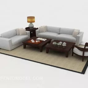 Home Simple Wood Gray Combination Sofa 3d model