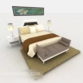 Home Simple Yellow Double Bed V1 3d model