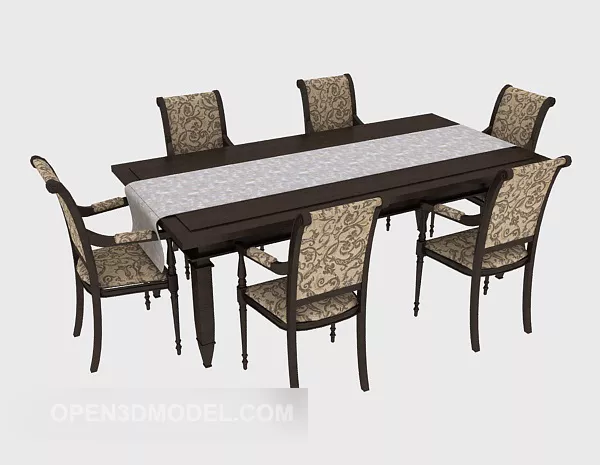 Home Six-person Table 3d model Home Six-person Table 3d model