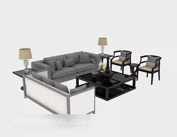 Home Grey Sofa Full Set 3d model Home Grey Sofa Full Set 3d model