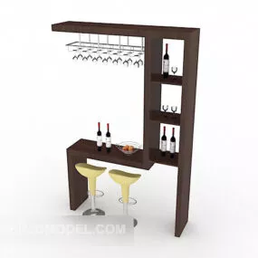 Home Solid Wood Bar 3d model