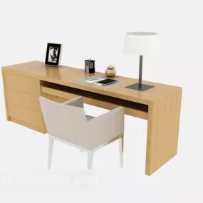 Home Solid Wood Work Desk 3d model