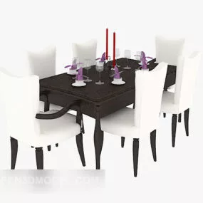 Home Solid Wood Dining Chairs Table Furniture 3d model