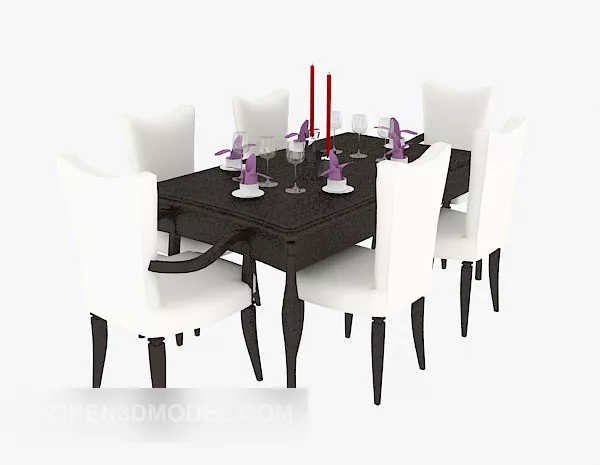 Home Solid Wood Dining Chairs Table Furniture 3d model Home Solid Wood Dining Chairs Table Furniture 3d model