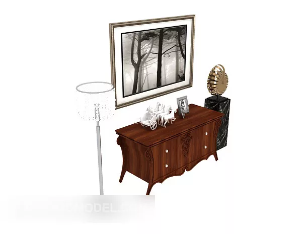 Home Solid Wood Hall Cabinet 3d model Home Solid Wood Hall Cabinet 3d model