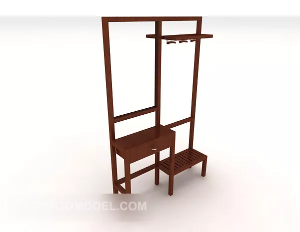 Wall Rack With Drawer 3d model