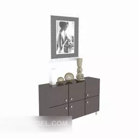Home Solid Wood Side Cabinet Grey 3d model