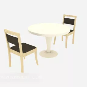 Home Solid Wood Table And Chairs 3d model