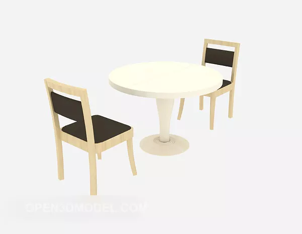 Home Solid Wood Table And Chairs 3d model Home Solid Wood Table And Chairs 3d model