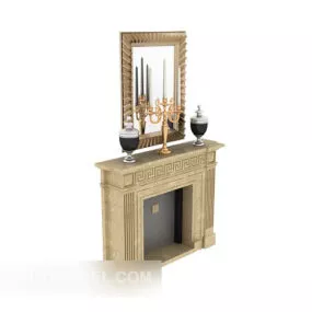 Home Stone Fireplace With Decor Picture 3d model