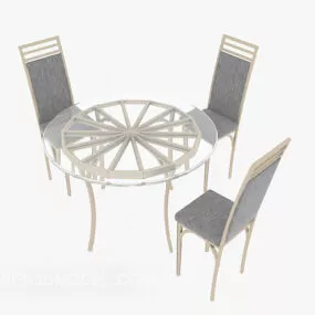 Home Small Round Glass Table Chair 3d model