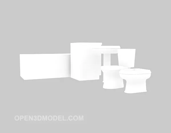Home Toilet Sanitary Collection 3d model Home Toilet Sanitary Collection 3d model