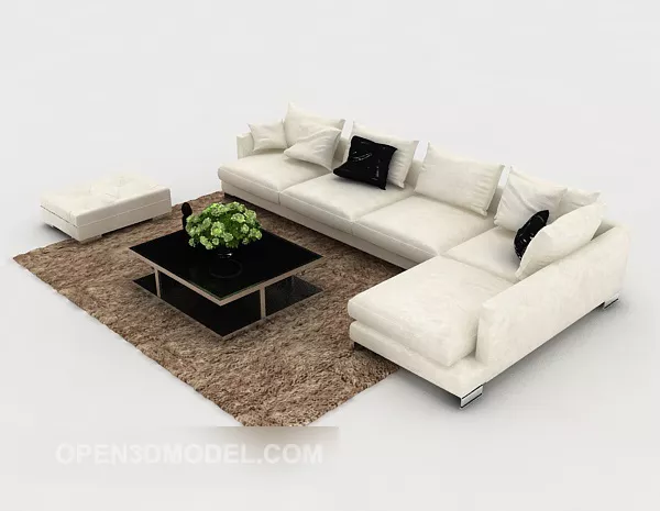 Home White Casual Combination Sofa 3d model Home White Casual Combination Sofa 3d model