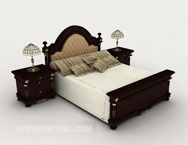 Home Wood Simple Brown Double Bed V1 3d model Home Wood Simple Brown Double Bed V1 3d model