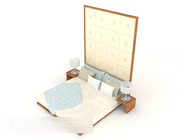 Home Wood Simple Double Bed 3d model Home Wood Simple Double Bed 3d model