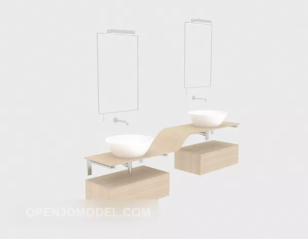 Home Wooden Bath Cabinet 3d model Home Wooden Bath Cabinet 3d model