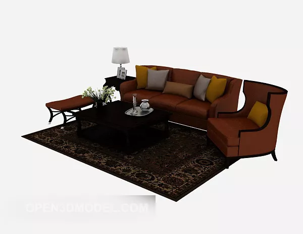 Home Yellow-brown Combination Sofa 3d model Home Yellow-brown Combination Sofa 3d model
