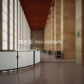 Hotel Lobby With Large Reception Interior 3d model