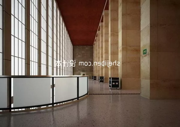 Hotel Lobby With Open Space On Ceiling 3d model