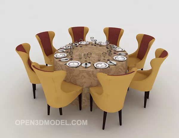 Hotel Multi-seaters Table 3d model Hotel Multi-seaters Table 3d model