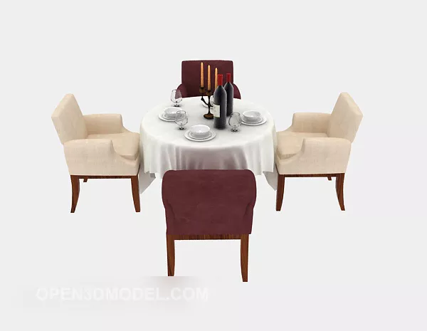 Hotel Table Cloth Coverd With Chairs 3d model Hotel Table Cloth Coverd With Chairs 3d model