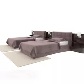 Hotel Double Room Bed 3d model