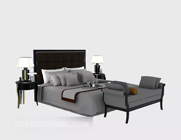 Hotel Hotel Bed Grey Color 3d model Hotel Hotel Bed Grey Color 3d model