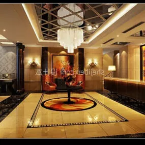 Hotel Lobby Lighting Decor 3d model