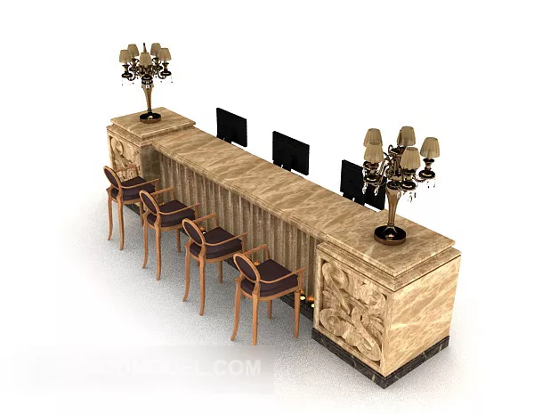 Hotel Lobby Front Desk 3d model Hotel Lobby Front Desk 3d model