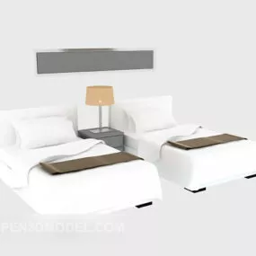 Hotel Twin Single Bed Furniture Set 3d model