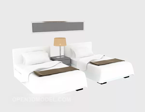 Hotel Twin Single Bed Furniture Set 3d model Hotel Twin Single Bed Furniture Set 3d model