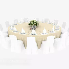 Hotel Table Furniture Set 3d model