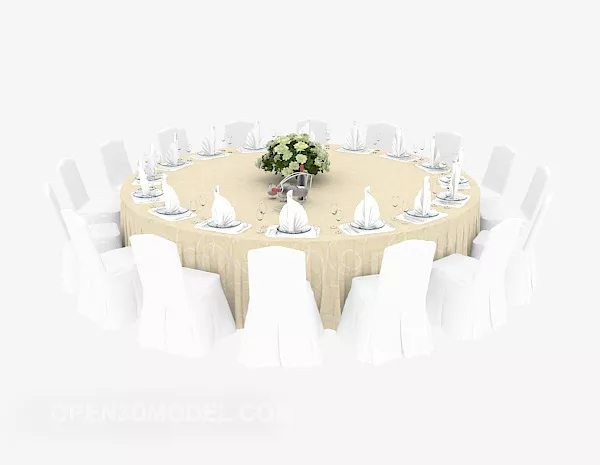 Hotel Table Furniture Set 3d model Hotel Table Furniture Set 3d model