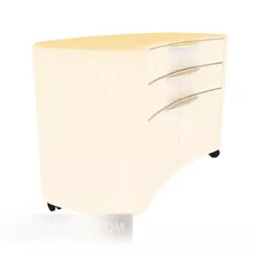 Yellow Solid Wood Locker 3d model