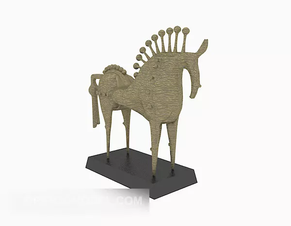 Tableware Figurine Golden Horse 3d model