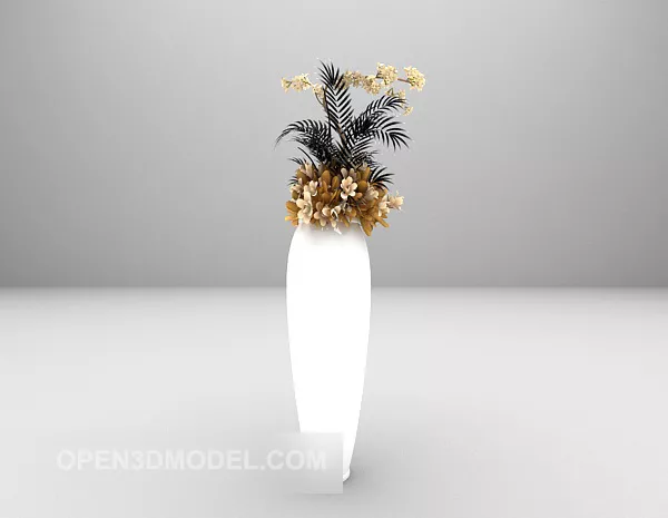 Tulip Flowers In Glass Vase Pot 3d model