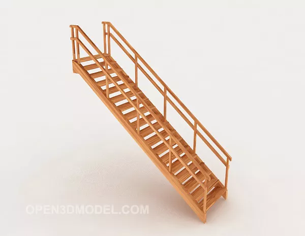 Indoor Solid Wood Stair 3d model Indoor Solid Wood Stair 3d model