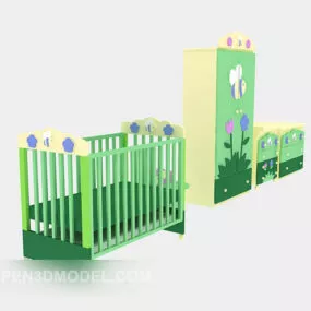 Infant bed with wardrobe 3d model
