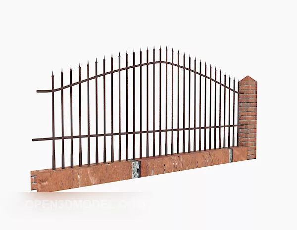 Brick Wall Fence 3d model