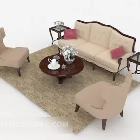 European Elegant Vintage Sofa Sets 3d model
