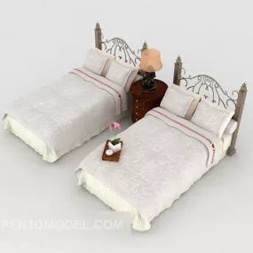 Western Single Bed Combination 3d model