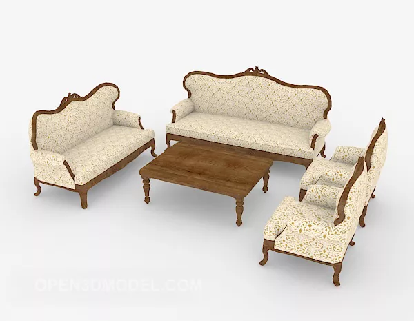 European Elegant Sofa 3d model European Elegant Sofa 3d model