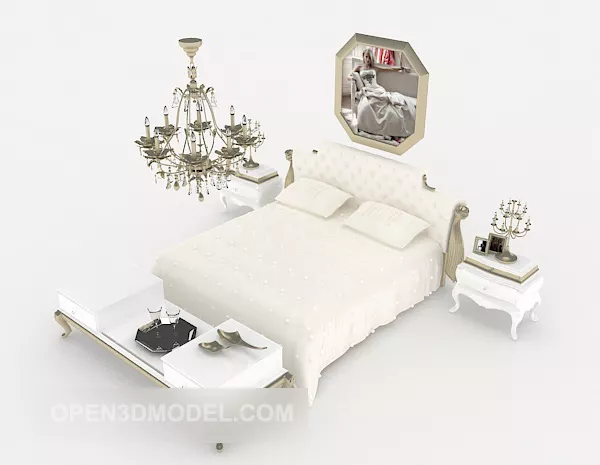 Modern European Double Bed 3d model Modern European Double Bed 3d model
