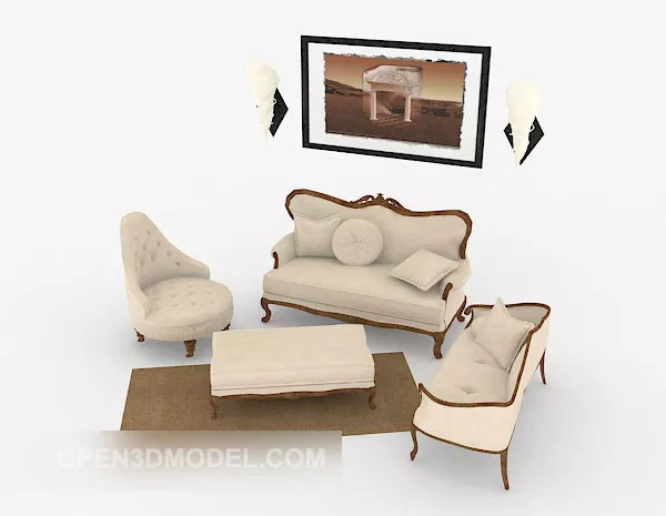 Western European Home Combination Sofa 3d model Western European Home Combination Sofa 3d model