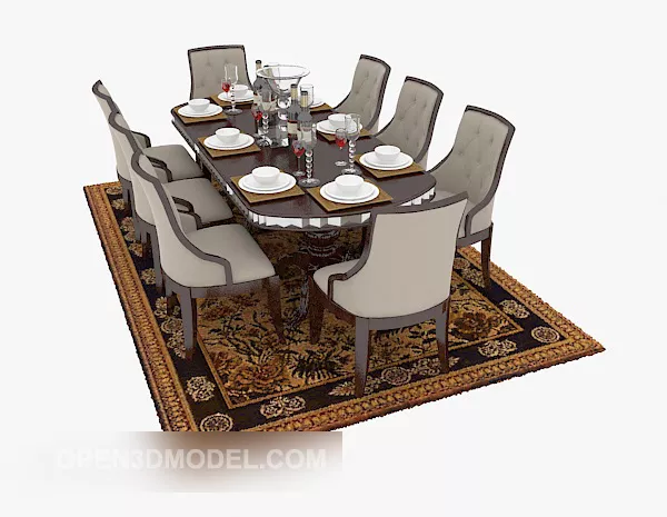 Western Home Dinning Table 3d model Western Home Dinning Table 3d model